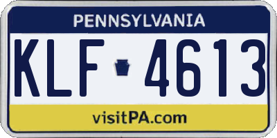 PA license plate KLF4613