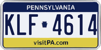 PA license plate KLF4614