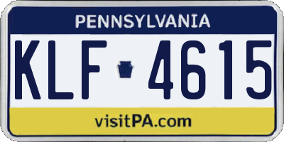 PA license plate KLF4615