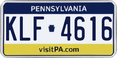 PA license plate KLF4616