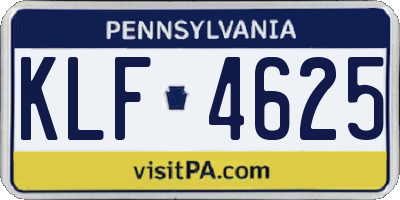 PA license plate KLF4625