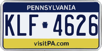 PA license plate KLF4626