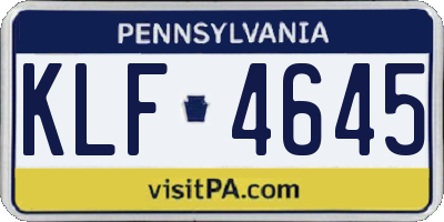 PA license plate KLF4645
