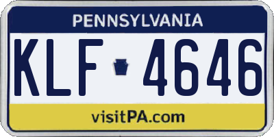 PA license plate KLF4646