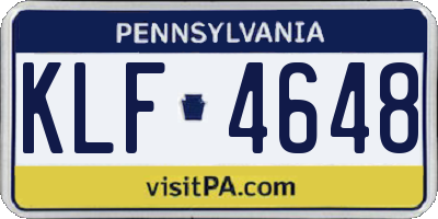 PA license plate KLF4648