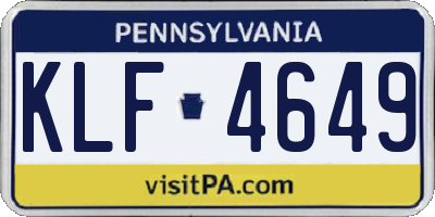 PA license plate KLF4649