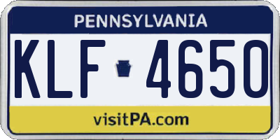 PA license plate KLF4650