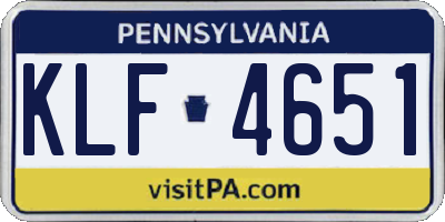 PA license plate KLF4651
