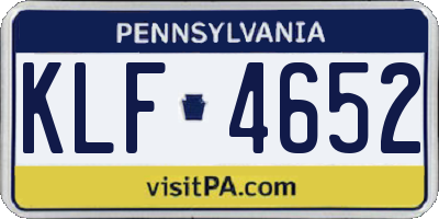 PA license plate KLF4652