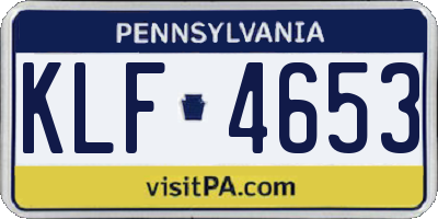 PA license plate KLF4653