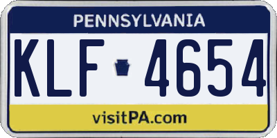 PA license plate KLF4654