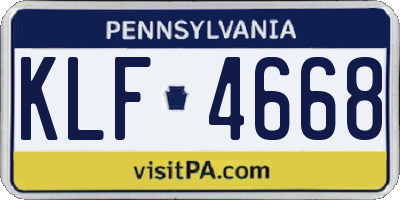 PA license plate KLF4668