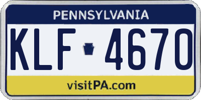 PA license plate KLF4670