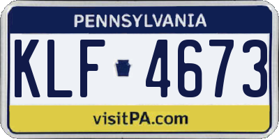 PA license plate KLF4673