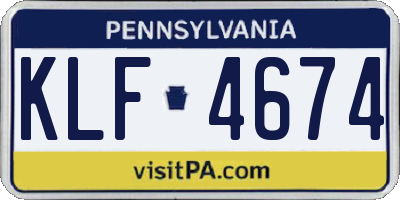 PA license plate KLF4674