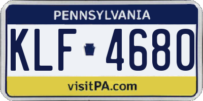 PA license plate KLF4680