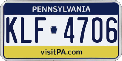 PA license plate KLF4706