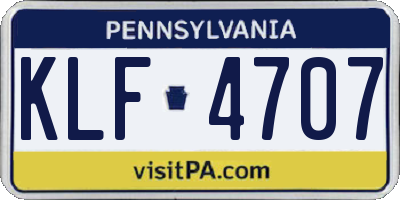 PA license plate KLF4707