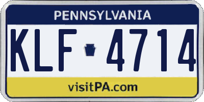 PA license plate KLF4714