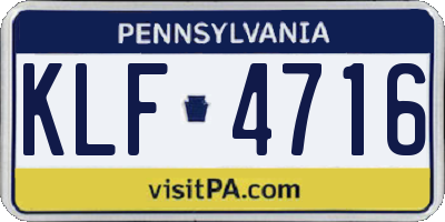 PA license plate KLF4716