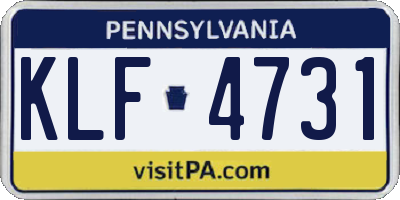 PA license plate KLF4731