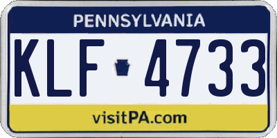 PA license plate KLF4733