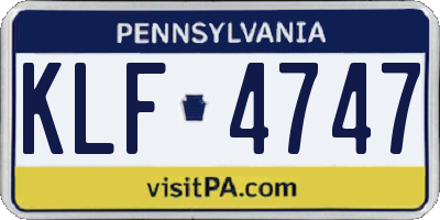 PA license plate KLF4747