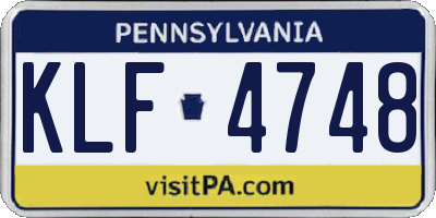 PA license plate KLF4748