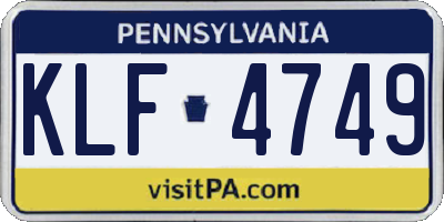 PA license plate KLF4749