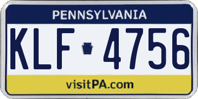 PA license plate KLF4756