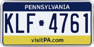 PA license plate KLF4761