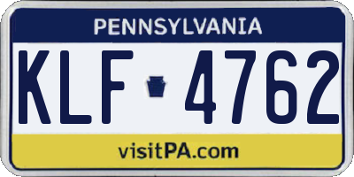 PA license plate KLF4762