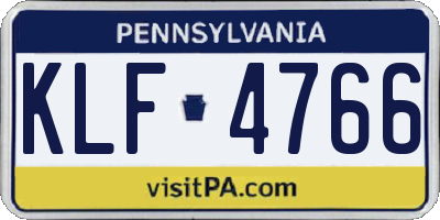 PA license plate KLF4766