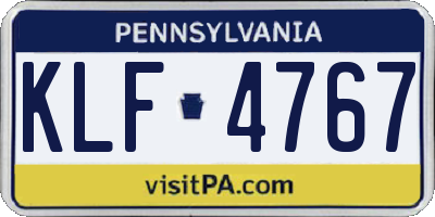 PA license plate KLF4767