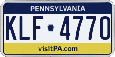 PA license plate KLF4770