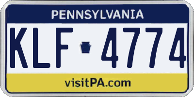 PA license plate KLF4774