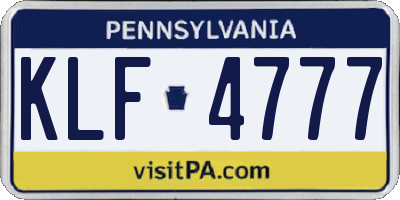 PA license plate KLF4777