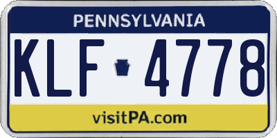 PA license plate KLF4778