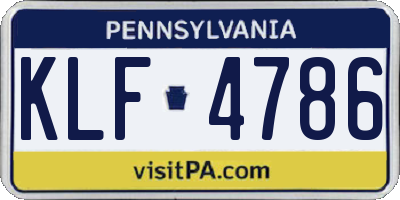 PA license plate KLF4786