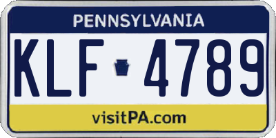PA license plate KLF4789