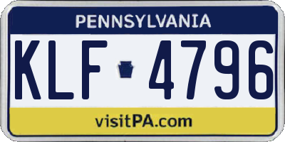 PA license plate KLF4796