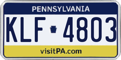 PA license plate KLF4803