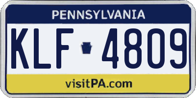 PA license plate KLF4809