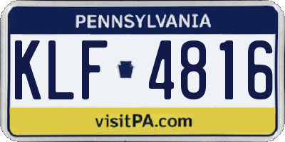 PA license plate KLF4816