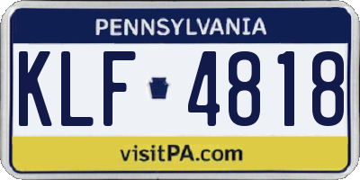 PA license plate KLF4818
