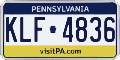 PA license plate KLF4836