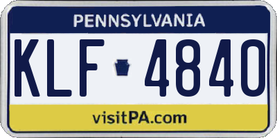 PA license plate KLF4840