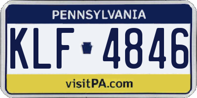 PA license plate KLF4846