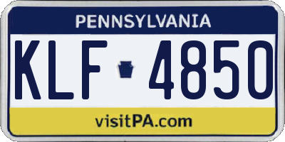 PA license plate KLF4850