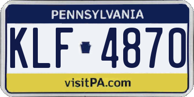PA license plate KLF4870